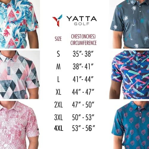 Yatta Golf Desempenho de Golfe Camisetas Polo-Men-8 faixas-