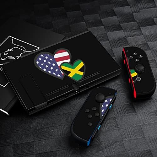 Corações interligadas corações americanos adesivos de bandeira jamaicana capa de adesivos fofos para console Joy-Con Dock