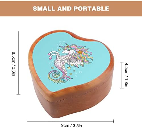 Seahorse Unicorn Fantasy Wind Up Vintage Wooden Music Box Wedding Valentine Christmas Birthday Clockwork Musical Gift