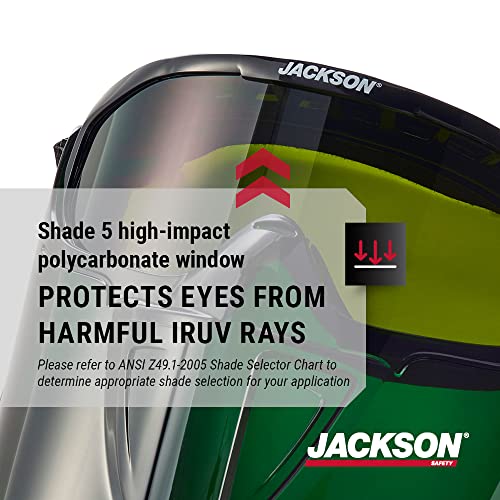 Jackson Safety GPL550 Premium Goggle com escudo facial destacável, revestimento anti-capa, lente da sombra 5 ir, verde, 21002