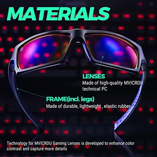Óculos de jogos MVicrdu, óculos de sol Ftover para atividades internas e externas Anti -Eyestrain UV Protection