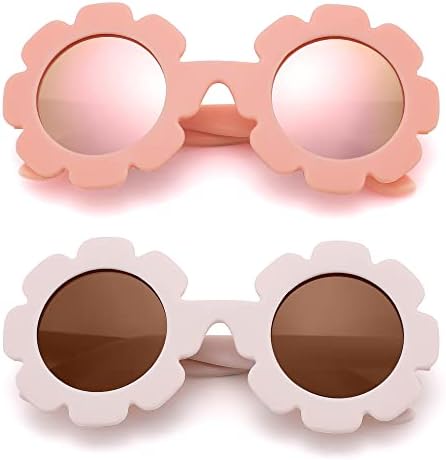 Nulooq Flexible Flor Forned Polarized Baby Sunglasses com alça ajustável para criança e idade infantil 0-24 meses