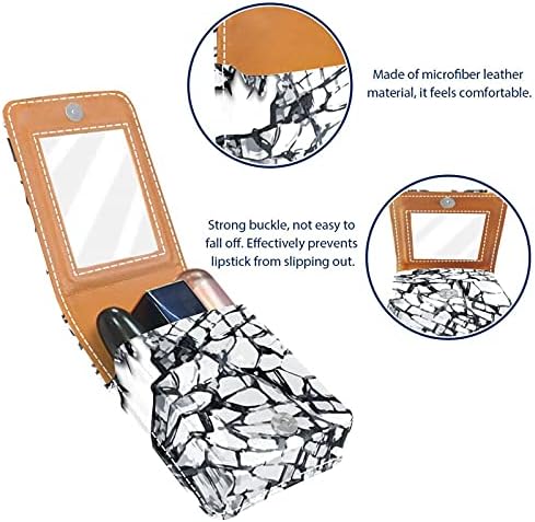 Caixa de batom com espelho de textura de vidro rachado portador de brilho labial portátil Batom de batom portátil