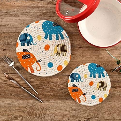 Caton Elephants Trivets para pratos quentes suportes de panela conjunto de 2 peças almofadas quentes para algodão de cozinha