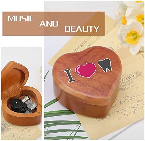 Love Dentist Heart Music Box Wooden Musical Boxes Melhor presente para aniversário de aniversário de aniversário