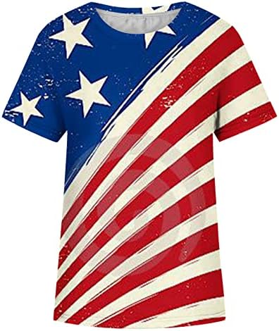 Camisas de bandeira americana para mulheres Manga curta 4 de julho Camisa de verão Summer redonda de camiseta redonda Tops