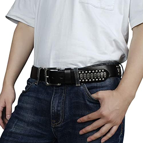 Fioretto elegante mensual cravejado de cinturões de couro italiano de costa para jeans Punk Rock rebite cinto com fivela para homens