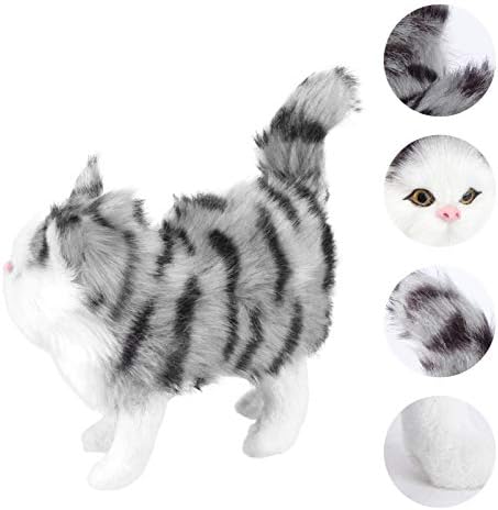 AMOSFUN KIDS PLUSH TOYS SIMULAÇÃO CAT Toy Plush Animal Cat Doll Kitten abraçando bonecas de travesseiro de gato de gato abrigando almofada para crianças Família Presente de Páscoa Dark Grey Grey Grey Soft Toy