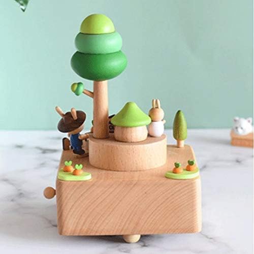 BBSJ Wooden Creative Bunny Music Box Wooden Music Box Box de aniversário infantil Caixa de música