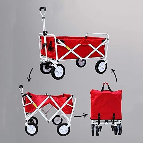 Carrinhos de Knoxc, carrinho de carrinho de jardim dobrável doméstico Carrinho de compras multifuncionais para camping ao ar livre Puxe caminhão com 4 rodas, carga estática: 150kg/c