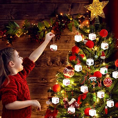 24 peças Árvore de Natal Caixas de presente Branco Caixas de presente pendura