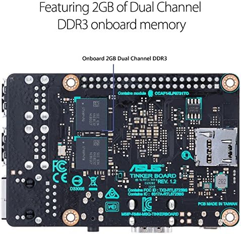 ASUS SBC Tinker Board RK3288 SOC 1.8GHz Quad Core CPU, 600MHz Mali-T764 GPU, 2 GB