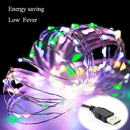 Saduilife 100 Fairy String Light Light - Interior/externo, impermeável, flexível 33ft 5V Fio de cobre diminuído com USB