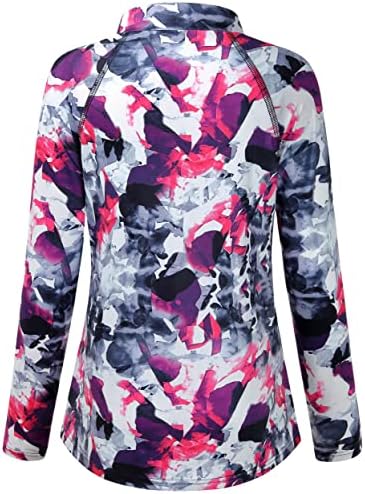 CESTIME WOMENS UPF 50+ MANAGEM LONGO LONGO 1/4 ZIP PULLOVER LIMPO TOPS DE TRANSPORTES DE CAMINHAS