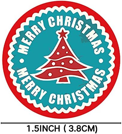 500 PCs Merry Christmas Adesivos Sedos de focas, 1,5 polegada 8 Projetos Round Christmas Tags, STRESTED HIDIO THEAT ROLL