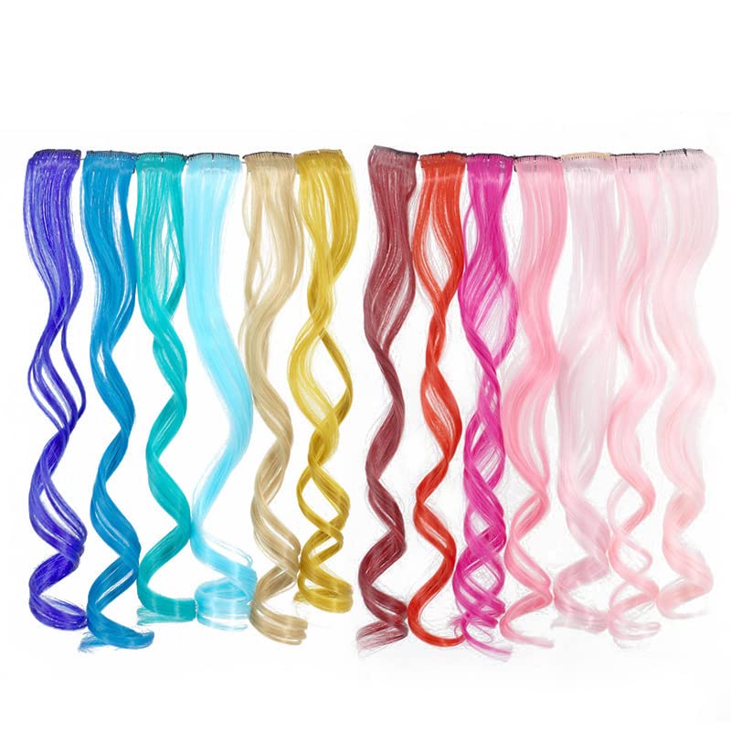 19 Cores Extensões de cabelo Clipe em extensões de cabelo Longo Cardas de cabelo sintéticas longas Clipe de arco -íris em fios de