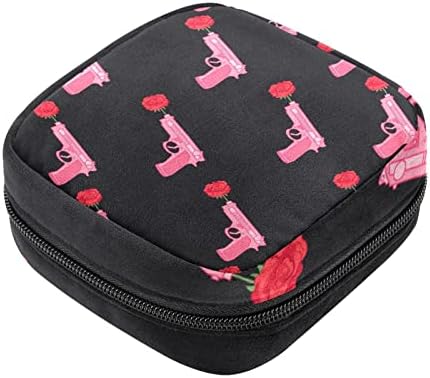 Saco de maquiagem de pistola rosa e rosa, bolsa de cosméticos, bolsa de higiene pessoal portátil para mulheres e meninas
