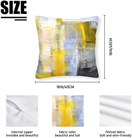 Tampa de travesseiro decorativo Gelyijix, amarelo cinza abstrato, conjunto de 2.18x18 polegadas, travesseiro de zíper quadrado