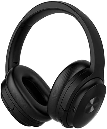 Qisebin Active Ruído cancelando fones de ouvido, fones de ouvido Bluetooth Se7 com fones de ouvido sem fio de baixo do microfone, sobre os ouvidos de proteína confortáveis, 30 horas de reprodução para viagens/trabalho, preto
