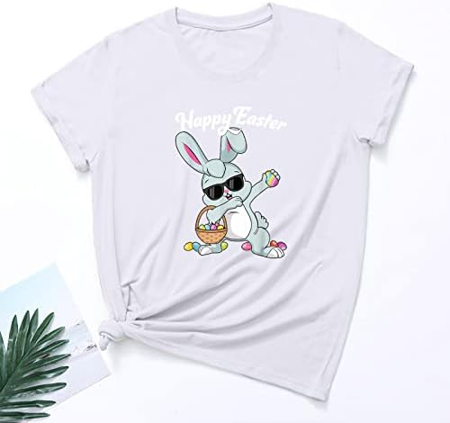Plus Tamanho Happy Páscoa camisa de páscoa coelho fofo coelho de coelho gola gráfica gola golo de manga curta camiseta
