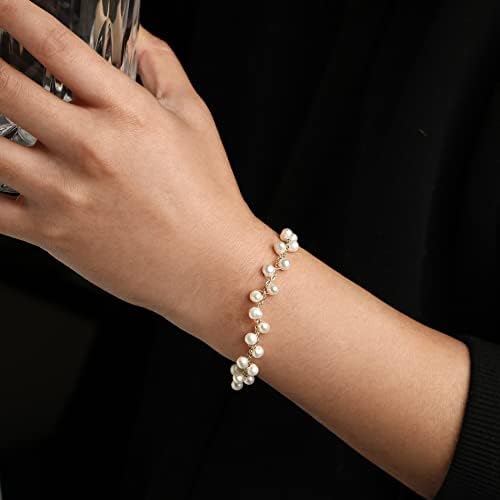 INZHEG Gold Pearl Surilizada pulseira 14K Pérolas de água doce com água doce com água doce