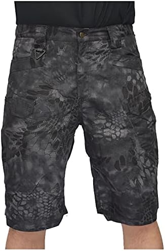 Surquito de carga masculina Summer Casual Camuflage Twill Relaxed Fit Work Use Carga xadrez à prova d'água Calças de cinco pontos