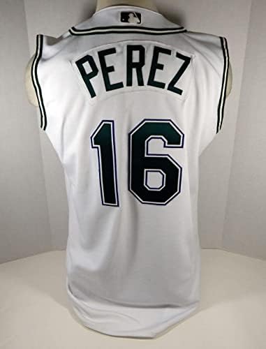 Tampa Bay Devil Rays Perez 16 Jogo emitiu Jersey White Vest 051 - Jogo usada MLB Jerseys