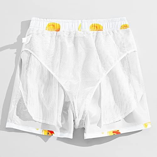 Masculino shorts roupas de banho de banho rápido de cintura elástica seca de baú de natação de roupas de banho tropicais de estampa tropical com bolsos
