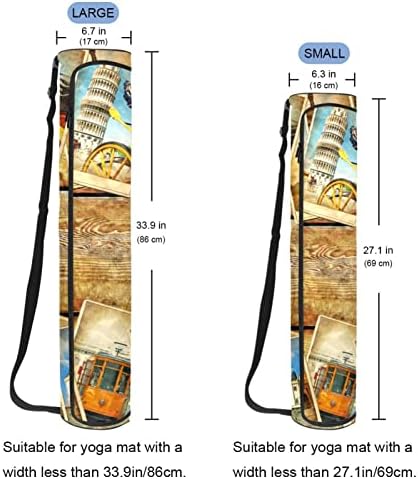 Saco de tapete de ioga, colagem vintage European Travel Exercício de ioga transportadora de tape