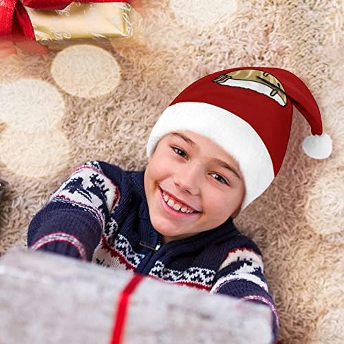 Linda peixe sushi luxuoso chapéu de natal travessura e lindos chapéus de Papai Noel com borda de pelúcia e decoração de natal de