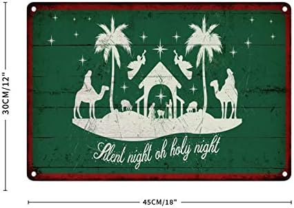 Vintage Christmas Green Nativity Scene Retro Street Salte Sinal de Jesus Nascimento Decoração de Metal Sign Metal OH Holy Night Metal Tin Sign Para o quarto da varanda da frente 12x18in