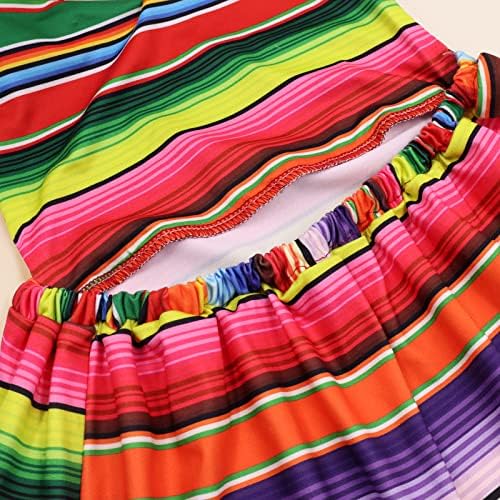 Eunikroko mexicano vestido de menina fiesta roupa sem mangas com faixa da cabeça uno cinco de mayo lantejous de verão backless para