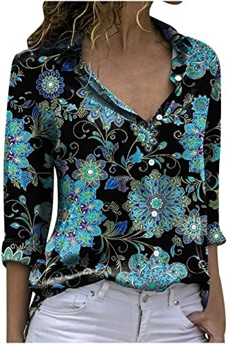 Mulheres Tartaruga Paisley Paisley Floral Button Button Up Lounge Blouse Tshirt para meninas Summer Summer outono 93 93