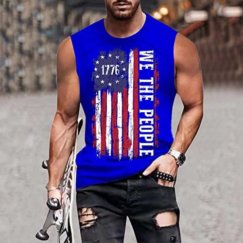 ZDDO 4 de julho Muscle Tank Tops Tamas sem mangas Camisas de treino de verão atlético 1776 American Flag Patriótico Tanques de