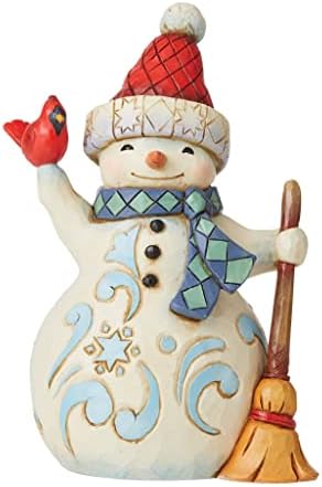 Enesco Jim Shore Heartwood Creek boneco de neve segurando um cardeal elevador seu ânimo estatueta do tamanho de uma cerveja,