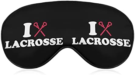 Eu amo lacrosse com bastões máscara de sono macia máscara ocular portátil com cinta ajustável para homens mulheres