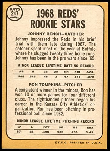 1968 Topps # 247 Reds Rookies Johnny Bench/Ron Tompkins Cincinnati Reds VG/EX Reds