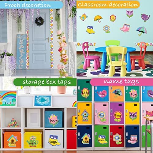 67 PCS Hello Cutouts Spring, Spring Bulletin Board Decoração do conjunto de flores Cutos de papel DIY com 100 pcs de cola de