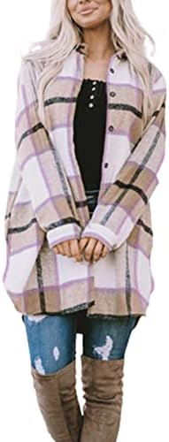 Camisas xadrez para mulheres Jaqueta de tartan de tamanho adolescente menina solta botão casual para baixo bloco de bloco