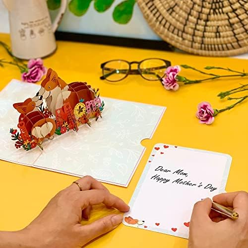 Pop -Up Mothers Day Card por 22craft - Funny Love Corgi Dog Mãe Dia das mães Pop -up Card 6 x 8 - Feliz Dia das Mães