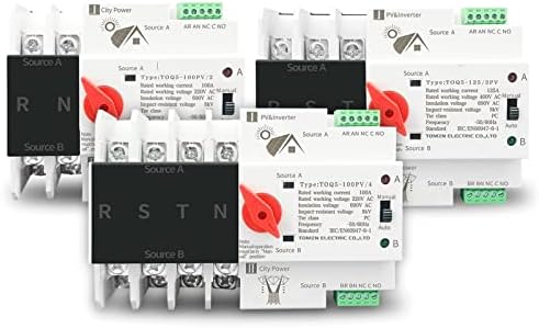 Hifasi 1pcs 2p 3p 4p DIN ATS para PV e interruptores de seletor de transferência automática de energia dupla e inversor 63A