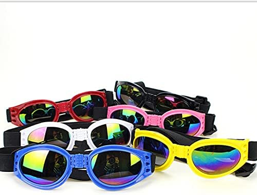 Óculos de sol para cães Proteção Olhos de óculos de proteção para olhos com correia ajustável Os óculos de sol dobráveis