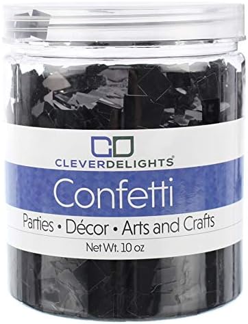 CleverDelights Confetti quadrado de 3/8 - Black metálico - 10oz a granel - Confetti de folha brilhante premium