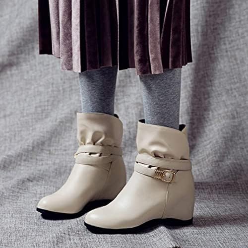 Botas de plataforma para mulheres senhoras colorido coloração sólida face face fivela zíper moda de altura interior botas de