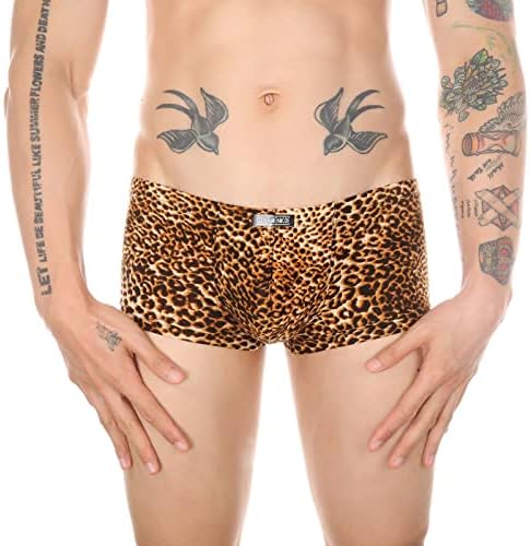 Mens cutejadores de roupas íntimas de baixa cintura sexy tights de estampa de leopardo de férias estampas de praia listrada