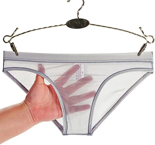 MSH transparente masculina Veja através da bolsa plana cuecas breves cuecas de cuecas íntimas