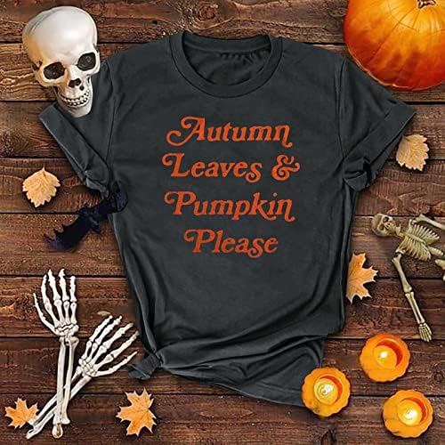 Narhbrg Halloween T-shirt para mulheres Camisas engraçadas de cartas engraçadas Tees de outono