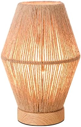 Lâmpada de mesa de vime da fazenda de Kunjoulam, luminária de vime de vime de vime de vime de 9,8 altura de vime, base