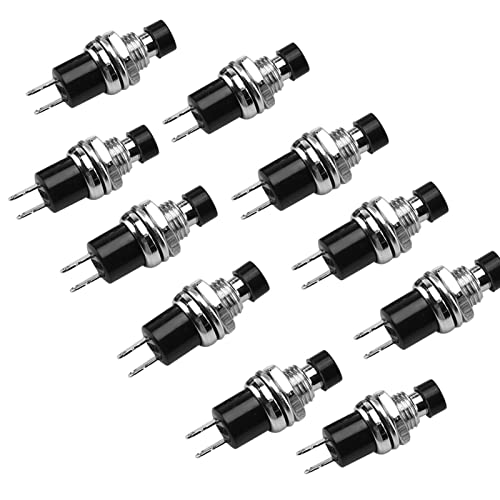 10pcs interruptor de botão momentâneo, botão de pressão momentâneo ， PBS-110 Mini Push Button Round Switch Normalmente aberto, preto