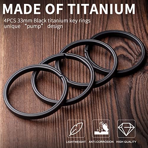 Titanium Key Rings Pesados, tisur lateral empurrando os keyring split preto anéis de chaves fortes e edchain keyrings grandes 33mm